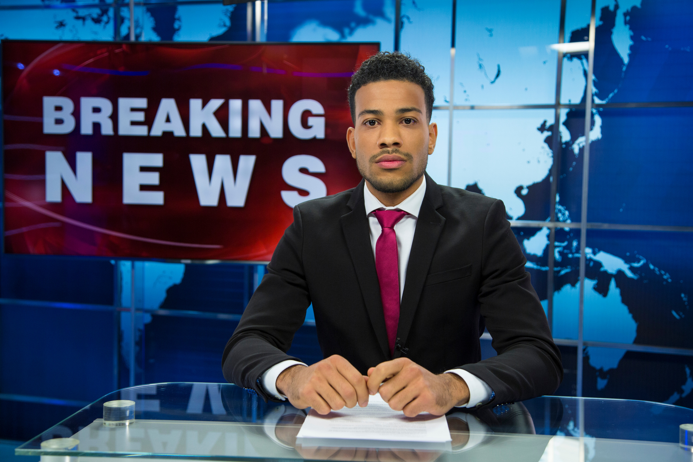Breaking news male anchor